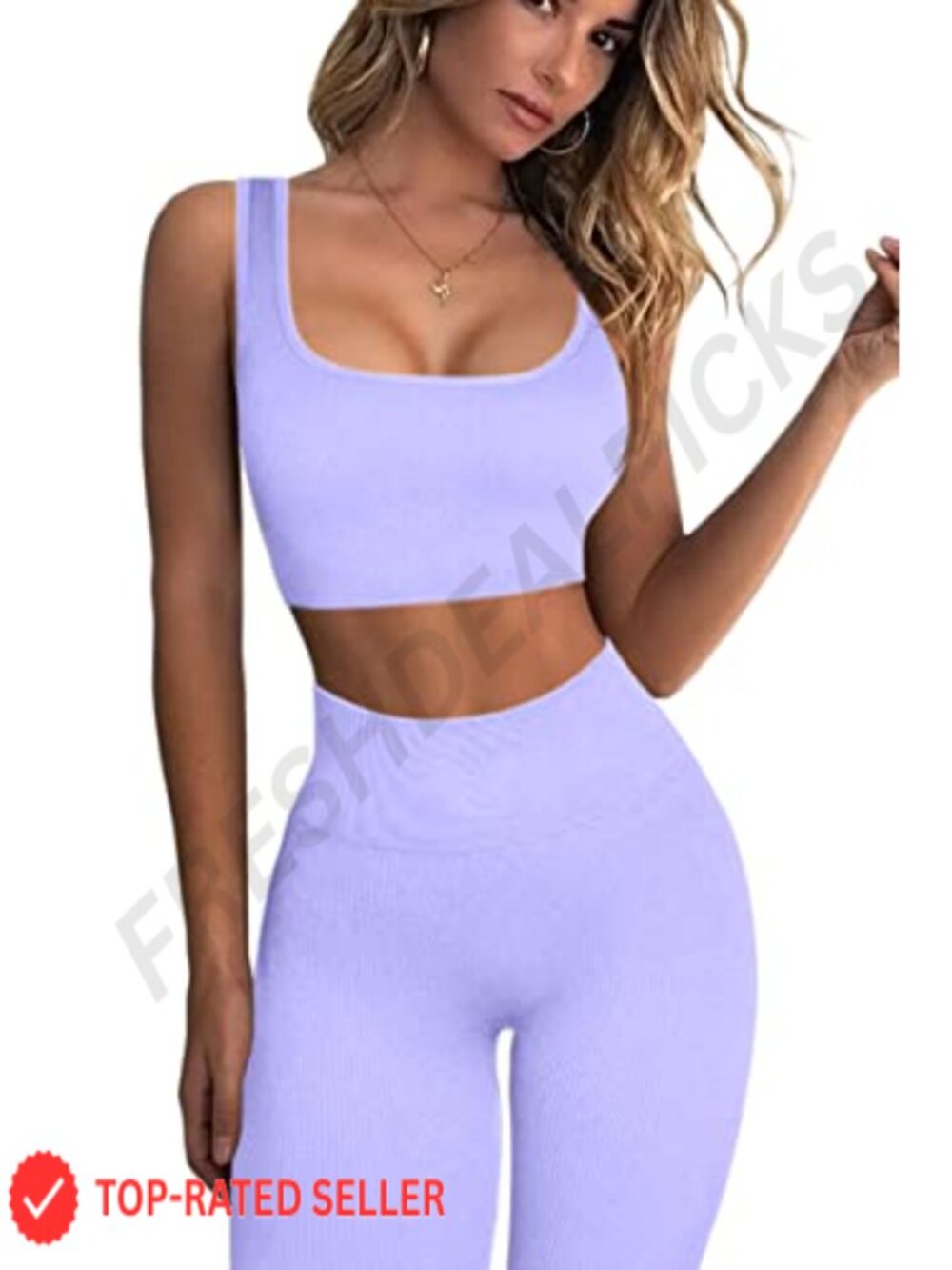 Ribbed Seamless Workout Set Sports Bra High Waist Leggings